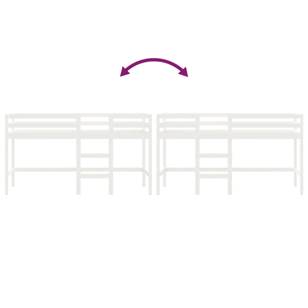 Kinderhochbett mit Leiter Weiß 90x190 cm Massivholz Kiefer