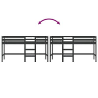 Thumbnail for Kinderhochbett mit Leiter Schwarz 90x190 cm Massivholz Kiefer