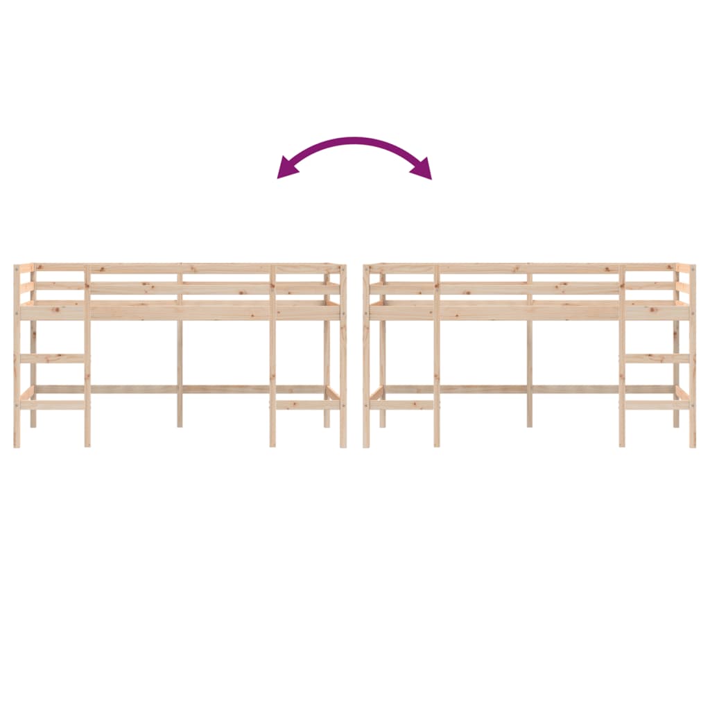 Kinderhochbett mit Leiter 90x200 cm Massivholz Kiefer