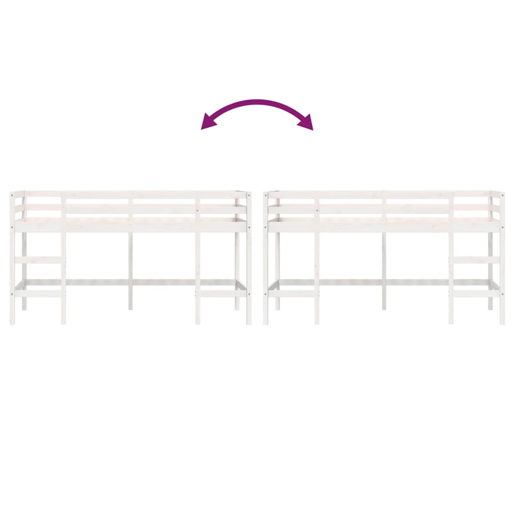 Kinderhochbett mit Leiter Weiß 90x190 cm Massivholz Kiefer