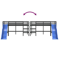 Thumbnail for Kinderhochbett mit Rutsche Schwarz 80x200 cm Massivholz Kiefer