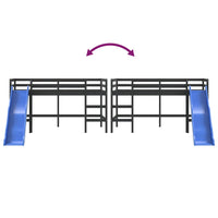 Thumbnail for Kinderhochbett mit Rutsche Schwarz 90x200 cm Massivholz Kiefer