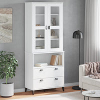 Thumbnail for Highboard VIKEN Weiß 80x40x200 cm Massivholz Kiefer