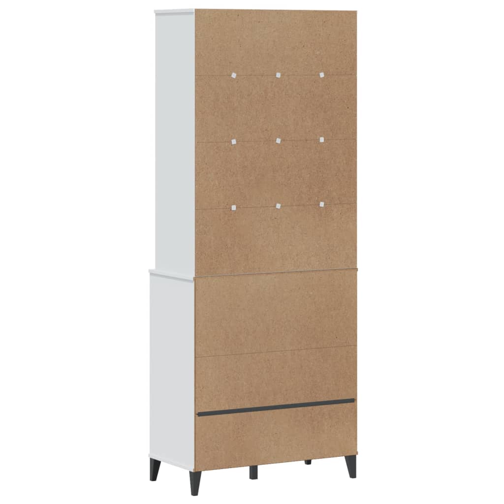 Highboard VIKEN Weiß 80x40x200 cm Massivholz Kiefer