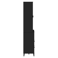 Thumbnail for Highboard VIKEN Schwarz 80x40x200 cm Massivholz Kiefer