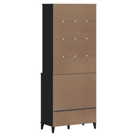 Thumbnail for Highboard VIKEN Schwarz 80x40x200 cm Massivholz Kiefer