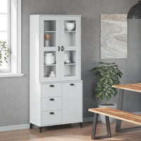 Thumbnail for Highboard VIKEN Weiß 80x40x190 cm Massivholz Kiefer