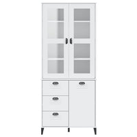 Thumbnail for Highboard VIKEN Weiß 80x40x190 cm Massivholz Kiefer