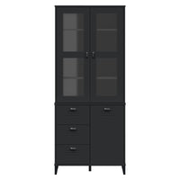 Thumbnail for Highboard VIKEN Schwarz 80x40x190 cm Massivholz Kiefer