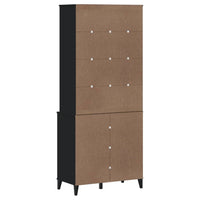 Thumbnail for Highboard VIKEN Schwarz 80x40x190 cm Massivholz Kiefer
