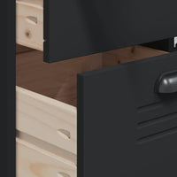 Thumbnail for Highboard VIKEN Schwarz 80x40x190 cm Massivholz Kiefer