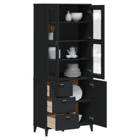 Thumbnail for Highboard VIKEN Schwarz 80x40x190 cm Massivholz Kiefer