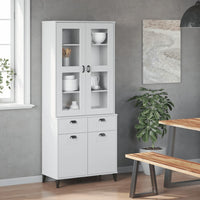 Thumbnail for Highboard VIKEN Weiß 80x40x190 cm Massivholz Kiefer