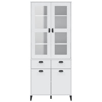 Thumbnail for Highboard VIKEN Weiß 80x40x190 cm Massivholz Kiefer