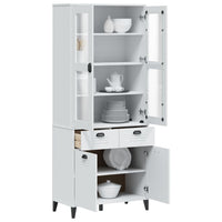 Thumbnail for Highboard VIKEN Weiß 80x40x190 cm Massivholz Kiefer
