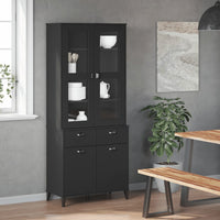 Thumbnail for Highboard VIKEN Schwarz 80x40x190 cm Massivholz Kiefer
