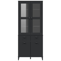 Thumbnail for Highboard VIKEN Schwarz 80x40x190 cm Massivholz Kiefer