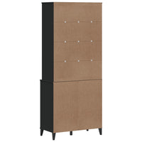 Thumbnail for Highboard VIKEN Schwarz 80x40x190 cm Massivholz Kiefer
