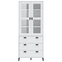 Thumbnail for Highboard VIKEN Weiß 80x40x190 cm Massivholz Kiefer