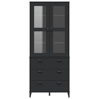 Thumbnail for Highboard VIKEN Schwarz 80x40x190 cm Massivholz Kiefer