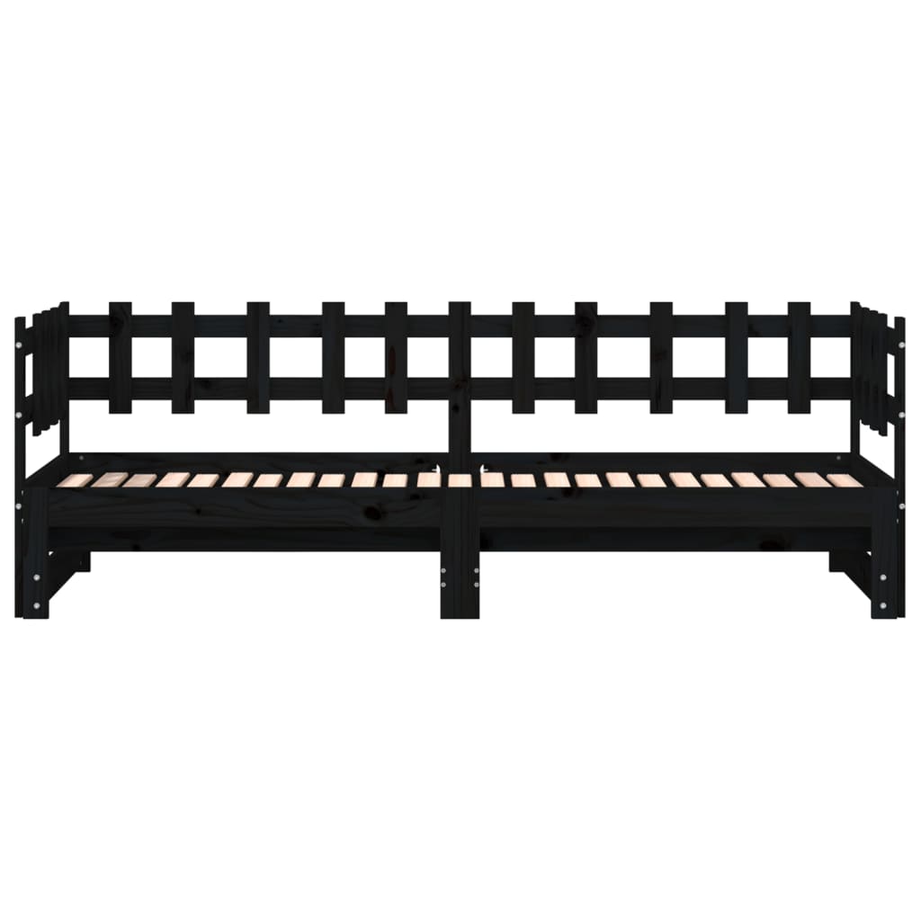 Tagesbett Ausziehbar Schwarz 2x(80x200) cm Massivholz Kiefer