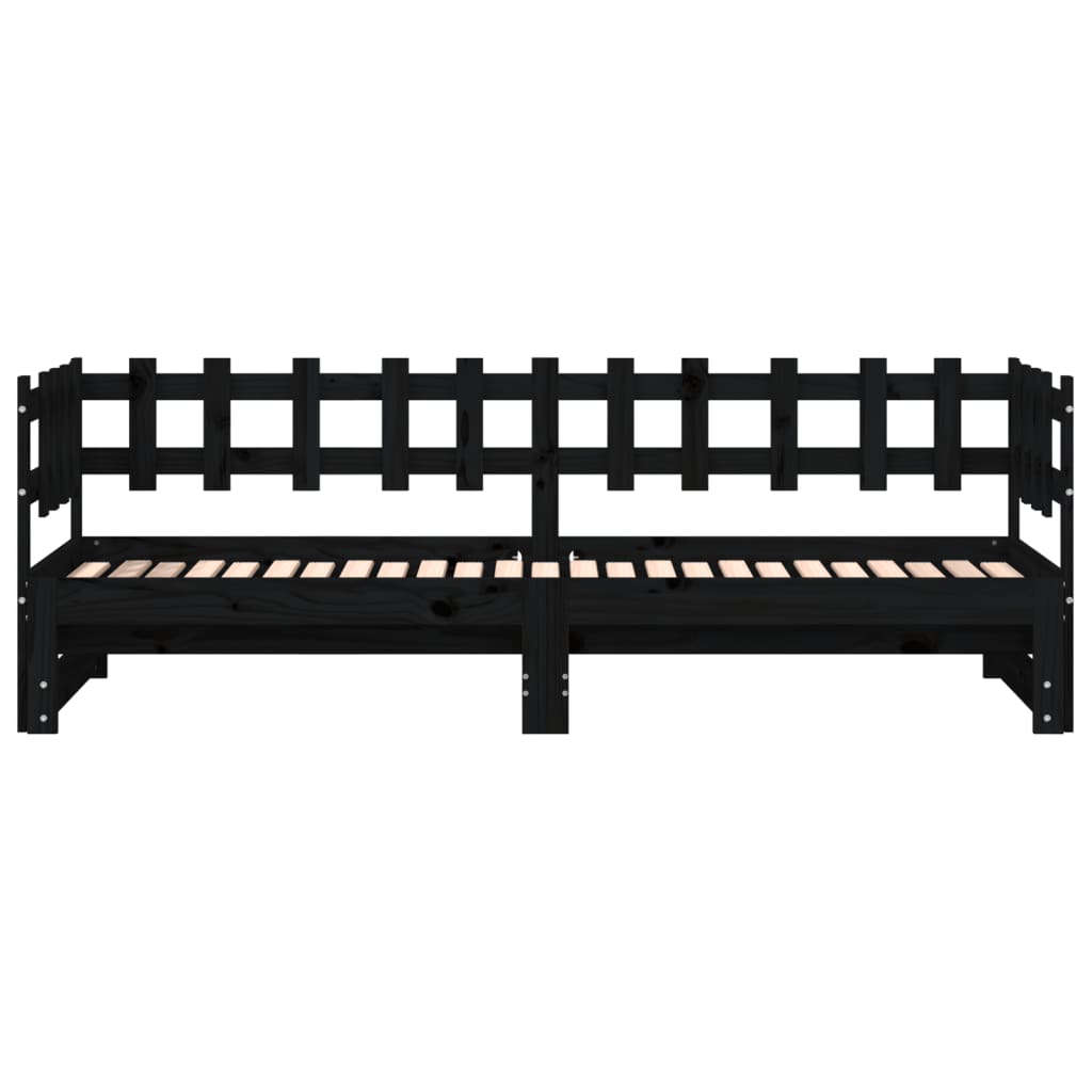 Tagesbett Ausziehbar Schwarz 2x(90x200) cm Massivholz Kiefer