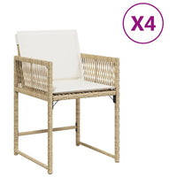 Thumbnail for Gartenstühle mit Kissen 4 Stk. Beige Poly Rattan