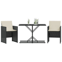 Thumbnail for 3-tlg. Bistro-Set mit Kissen Schwarz Poly Rattan