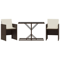 Thumbnail for 3-tlg. Bistro-Set mit Kissen Braun Poly Rattan