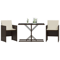 Thumbnail for 3-tlg. Bistro-Set mit Kissen Braun Poly Rattan