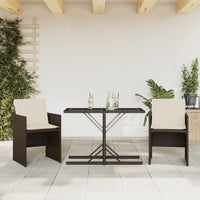Thumbnail for 3-tlg. Bistro-Set mit Kissen Braun Poly Rattan
