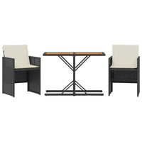 Thumbnail for 3-tlg. Bistro-Set mit Kissen Schwarz Poly Rattan