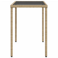 Thumbnail for Gartentisch mit Glasplatte Beige 115x54x74 cm Poly Rattan