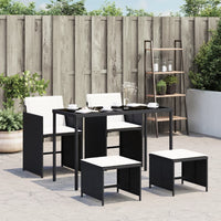 Thumbnail for 5-tlg. Garten-Essgruppe mit Kissen Schwarz Poly Rattan