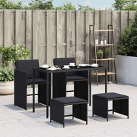 Thumbnail for 5-tlg. Garten-Essgruppe mit Kissen Schwarz Poly Rattan