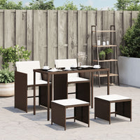 Thumbnail for 5-tlg. Garten-Essgruppe mit Kissen Braun Poly Rattan