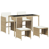 Thumbnail for 5-tlg. Garten-Essgruppe mit Kissen Beige Poly Rattan