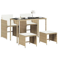 Thumbnail for 5-tlg. Garten-Essgruppe mit Kissen Beige Poly Rattan