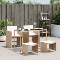 Thumbnail for 5-tlg. Garten-Essgruppe mit Kissen Beige Poly Rattan