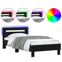 Thumbnail for Bettgestell mit Kopfteil und LED-Leuchten Schwarz 100x200 cm