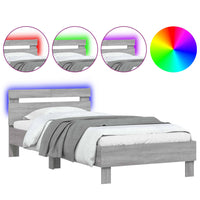 Thumbnail for Bettgestell mit Kopfteil und LED-Leuchten Grau Sonoma 100x200cm