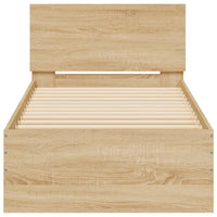 Thumbnail for Bettgestell mit Kopfteil und LED-Leuchten Sonoma-Eiche 75x190cm