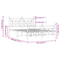 Thumbnail for Bettgestell mit Kopf- und Fußteil Metall Schwarz 135x190 cm