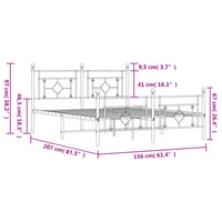 Thumbnail for Bettgestell mit Kopf- und Fußteil Metall Schwarz 150x200 cm