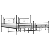 Thumbnail for Bettgestell mit Kopf- und Fußteil Metall Schwarz 193x203 cm