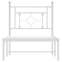 Thumbnail for Metallbett ohne Matratze mit Kopfteil Weiß 75x190 cm