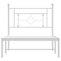Thumbnail for Bettgestell mit Kopfteil Metall Weiß 90x200 cm