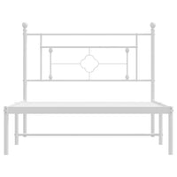 Thumbnail for Bettgestell mit Kopfteil Metall Weiß 107x203 cm