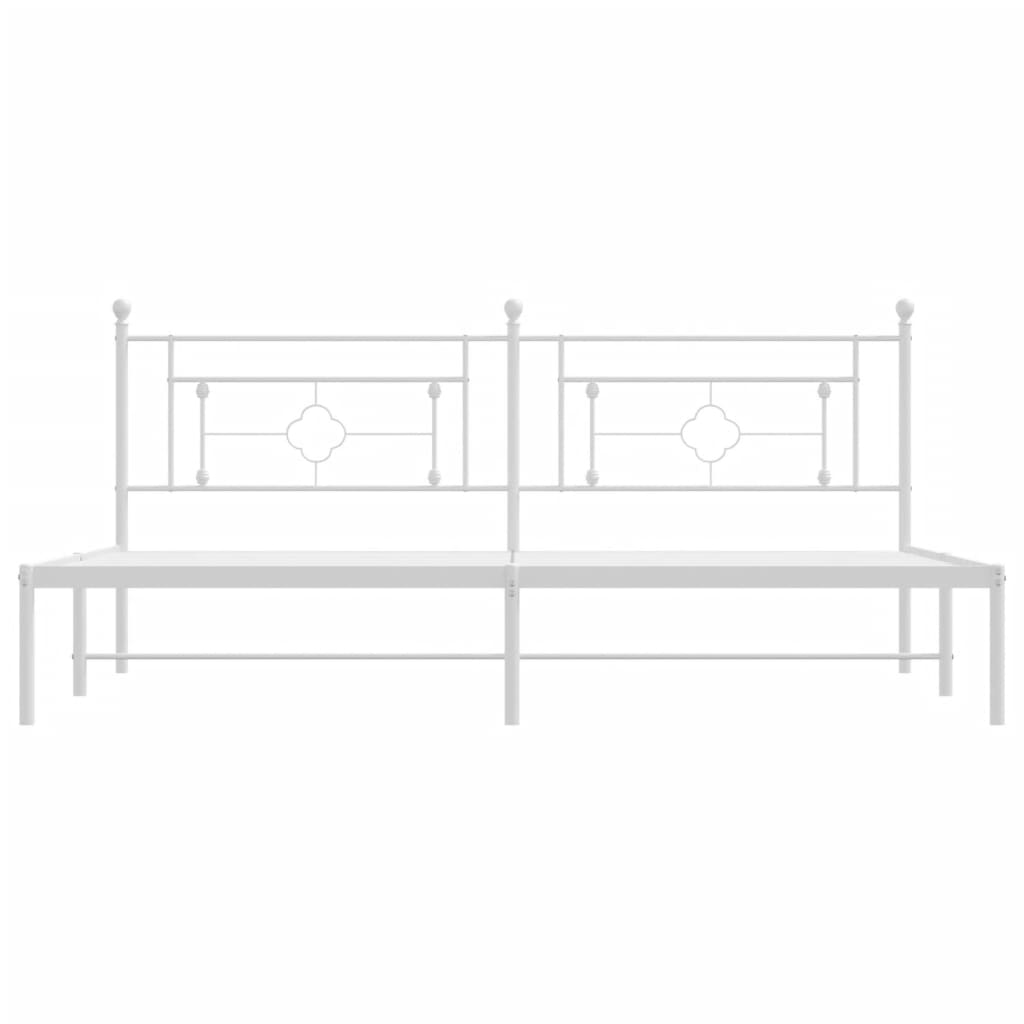 Bettgestell mit Kopfteil Metall Weiß 193x203 cm