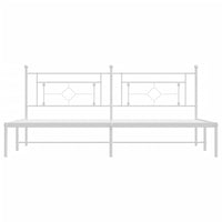 Thumbnail for Bettgestell mit Kopfteil Metall Weiß 193x203 cm